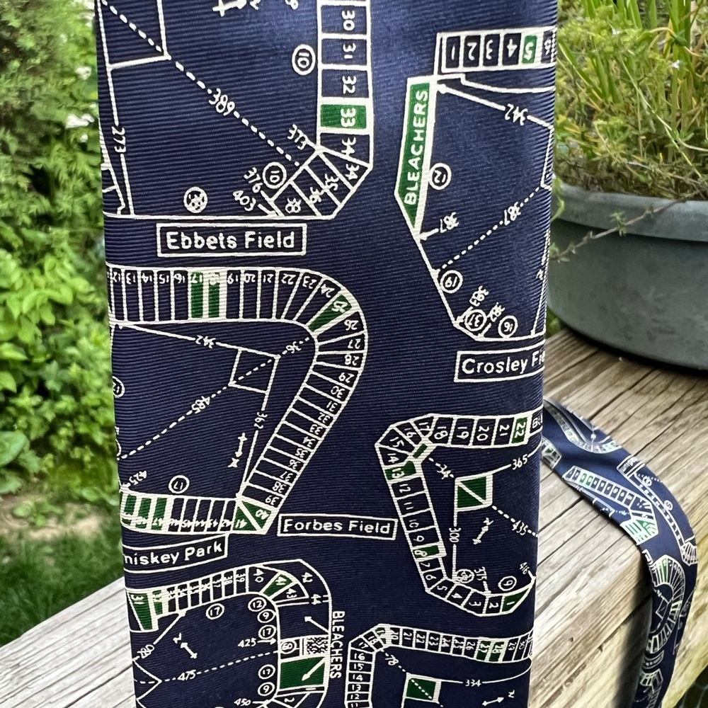 Josh Bach 100 Percent Silk Tie Baseball Fields 58” Length 3.5” Width Made in USA